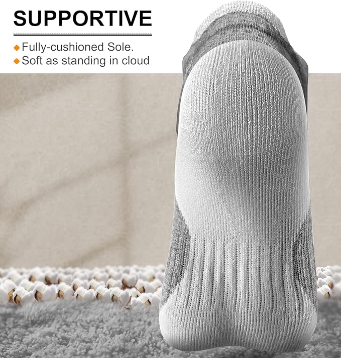 BULLIANT Men Running Socks,Active Ankle Socks No Show For Men With Cushioned Footbed Arch Support Breathable Wicking