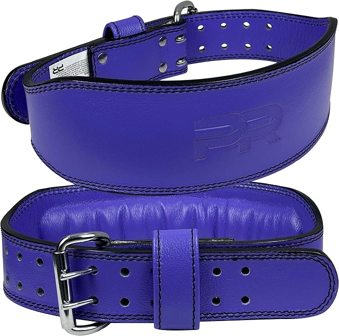 Women's 100% Pure Heritage Full Grain Leather Lifting Belt – Handcrafted with Extra Padding, Double Prong Buckle & Double Stitching (Dark Blue M)