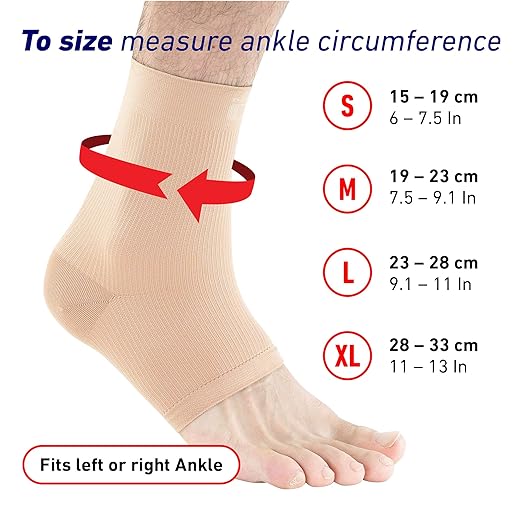 Neo-G Airflow Ankle Compression Sleeve - Sports, Daily Wear - Compression Ankle Brace, Tendonitis Support, Compression Ankle Support for Weak Ankles and Joint Pain - Airflow - S – Beige