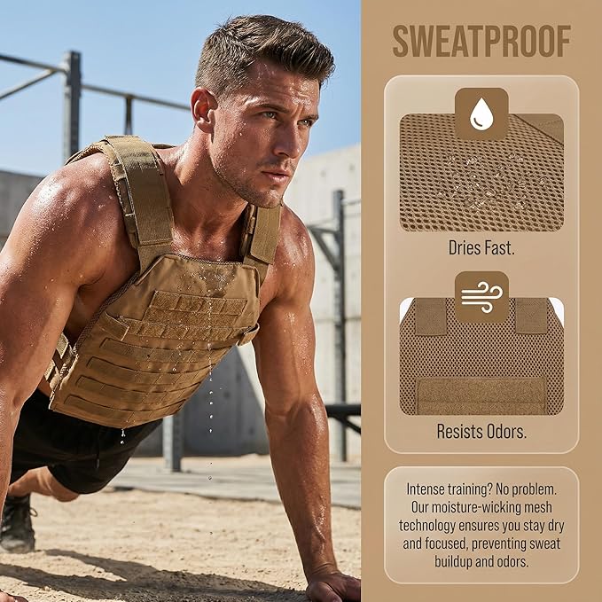 Adjustable Weighted Vest Fitness Sport Training Strength and Endurance Training,Quick Release with Molle for Running,Fitness Workouts
