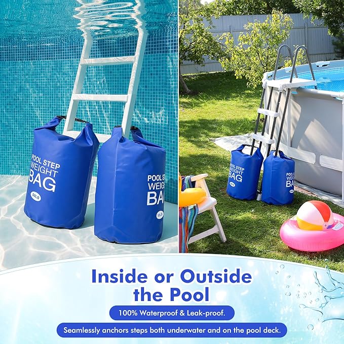 Soulchen 6 Pack Pool Ladder Weights, Heavy Duty Universal Pool Step Weights Sand Bags with Handles for Above Ground Swimming Pools, Durable Waterproof Foldable (25l/50lb)
