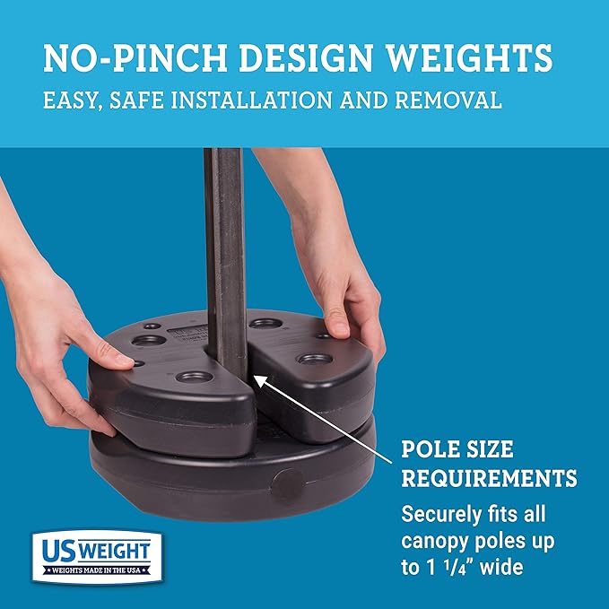 US Weight Fillable Canopy Weight Set of 4 with No-Pinch Design - Easy Installation and Removal to Secure Tents, Canopies, and Umbrellas at Outdoor Events