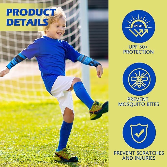 Mepase 14 Pairs Arm Sleeves for Kids UV Sun Protection Cooling Arm Compression Cover Boys Baseball Football Basketball Sport
