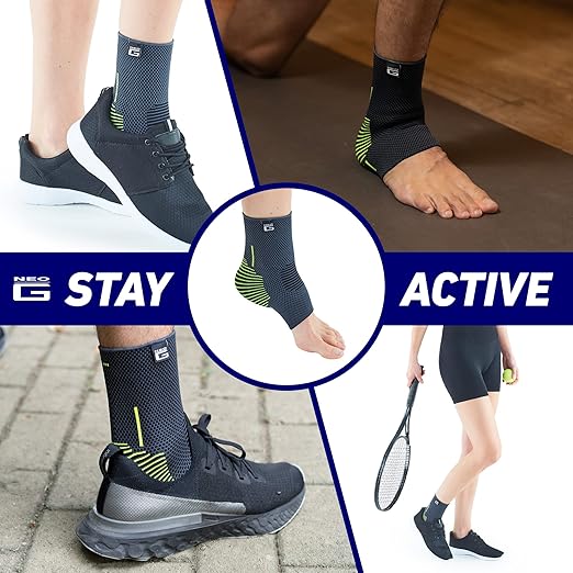 Neo-G Ankle Compression Sleeve Sports – Active – Ankle Compression Sleeve for Running - Lightweight, Elastic, Helps with Strains, Weak Ankles, Injury Recovery, Ankle Swelling Relief - S
