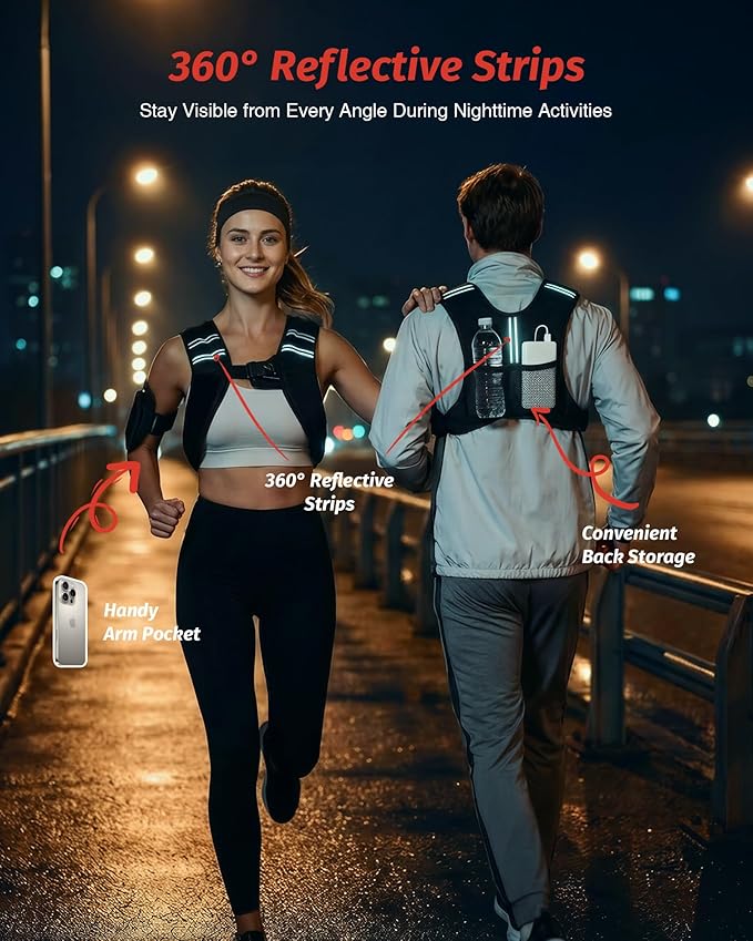 ZELUS Weighted Vest, 6lb/8lb/12lb/16lb/20lb/25lb/30lb Weight Vest with Reflective Stripe for Workout, Strength Training, Running, Fitness, Muscle Building, Weight Loss, Weightlifting