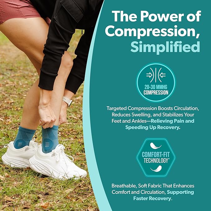 BraceAbility Neuropathy Socks (Pair) - Peripheral Neuritis Compression Diabetic Toeless Foot Sleeves for Nerve Damage Pain in Feet, Ankle Gout, Plantar Fasciitis Relief Brace for Men and Women (S - Teal)