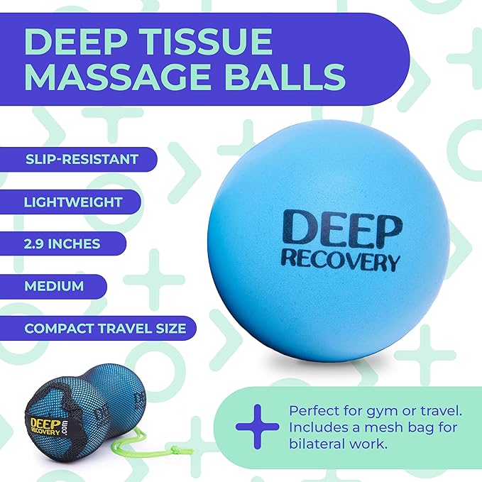 Deep Recovery Yoga Deep Tissue Massage Ball Set, Regular Density– 2.9-Inch Myofascial Release Balls for Feet, Back, Neck, Legs & Arms – Trigger Point & Mobility Therapy (2-Pack)