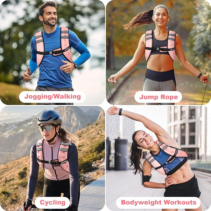 Weighted Vest Woman 5lb/8lb/10lb/12lb/15lb/20lb/25lb/30lb Weight Vest for Women Men, Rucking Vests with Reflective Stripe for Running Workout Walking Strength Training Weight Loss Fitness Weightlifting