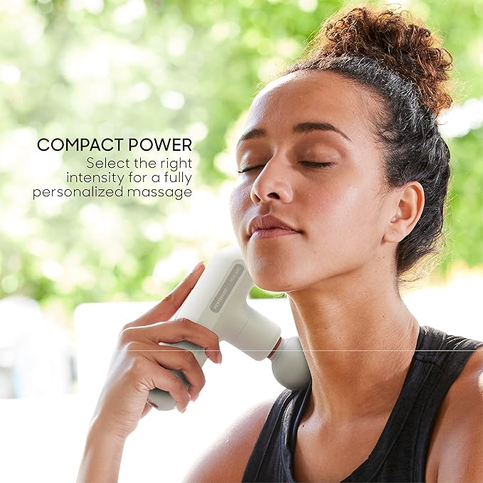 Sharper Image Powerboost Move Aero [New 2026 Version] Mini Deep Tissue Percussion Massage Gun| Muscle Recovery & Pain Relief Massage Tool| Full Body Back & Shoulder Massager| Travel Gift for Men Women