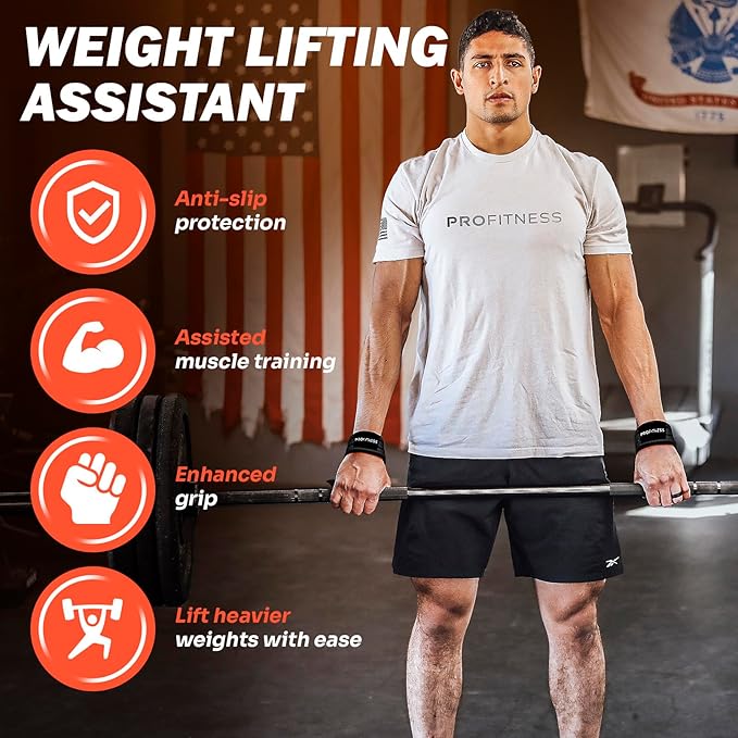 ProFitness Wrist Wraps for Weightlifting with Premium Lifting Straps - Weight Lifting Wrist Wraps and Gym Straps Ideal for Men & Women Workout & Training - Workout Straps with Wrist Support