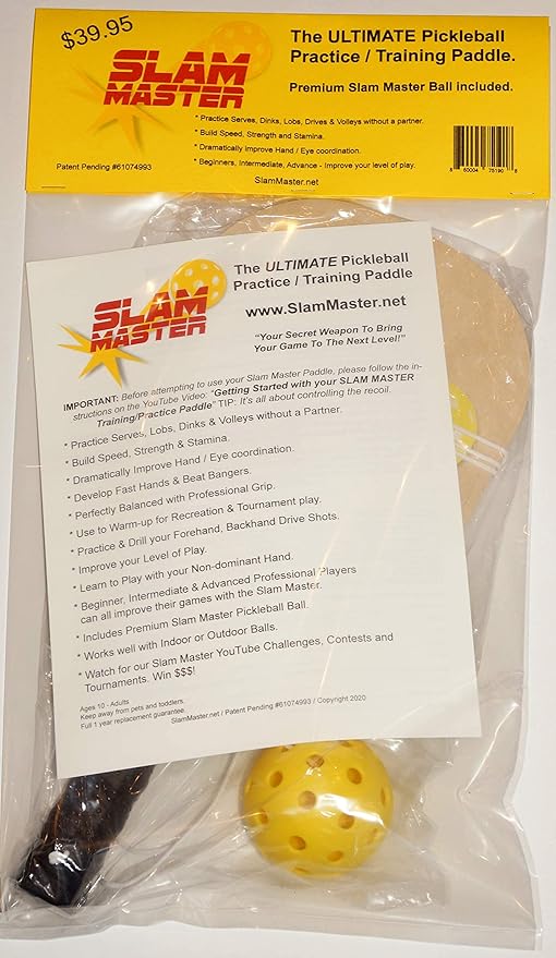 Slam Master Pickleball Practice/Training Paddle (Wood)
