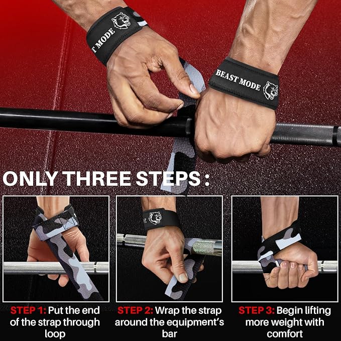 TECEUM Lifting Straps for Weightlifting Gym Strength Training - Wrist Straps with Neoprene Padded Cotton - Men & Women – Ideal for Powerlifting, Bodybuilding & Deadlifts