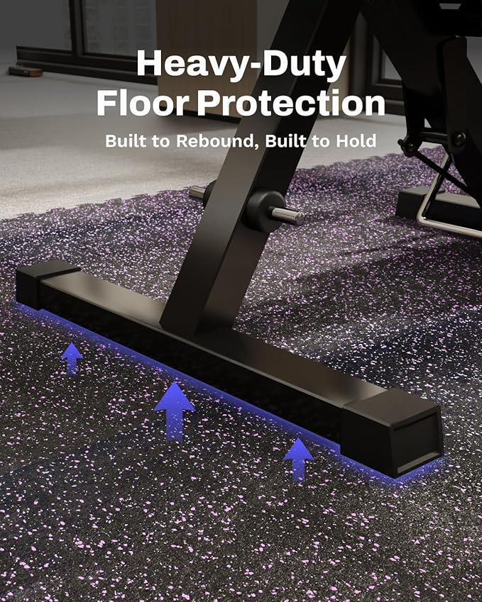 AIRHOP 0.56in Thick 192 Sq Ft Exercise Equipment Mats, 48 Tiles Upgraded Rubber Top with High Density EVA Foam, Large Interlocking Puzzle Gym Flooring for Home Gym, Heavy Weight Workout, 24 x 24in