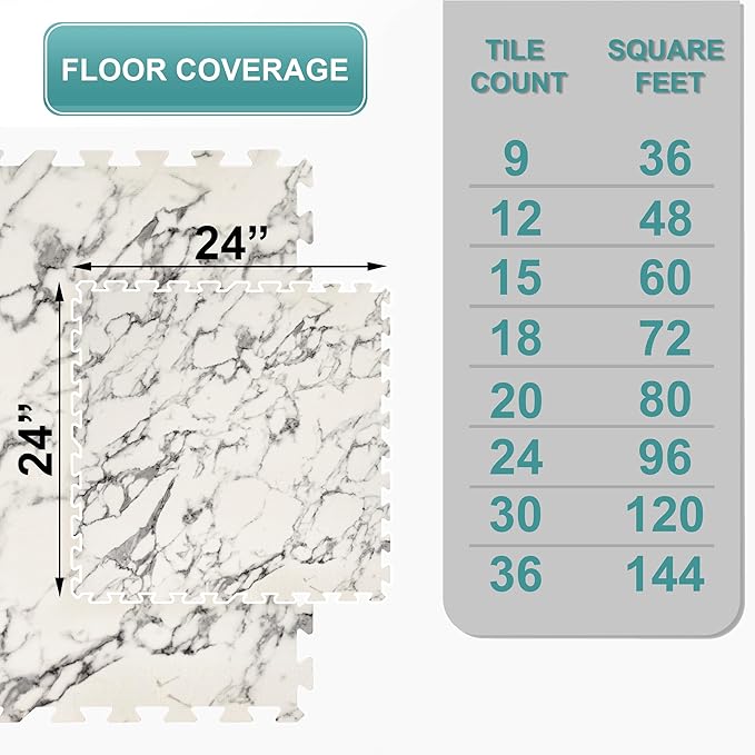 Sorbus 80 Sq. Ft. Wood Grain Floor Tiles Foam Mat EVA Interlocking Mats Tile 3/8-Inch Thick Flooring Wood Puzzle Exercise Mats w/Borders - Home Playroom Basement, Apartment, Trade Show, Baby, Dance