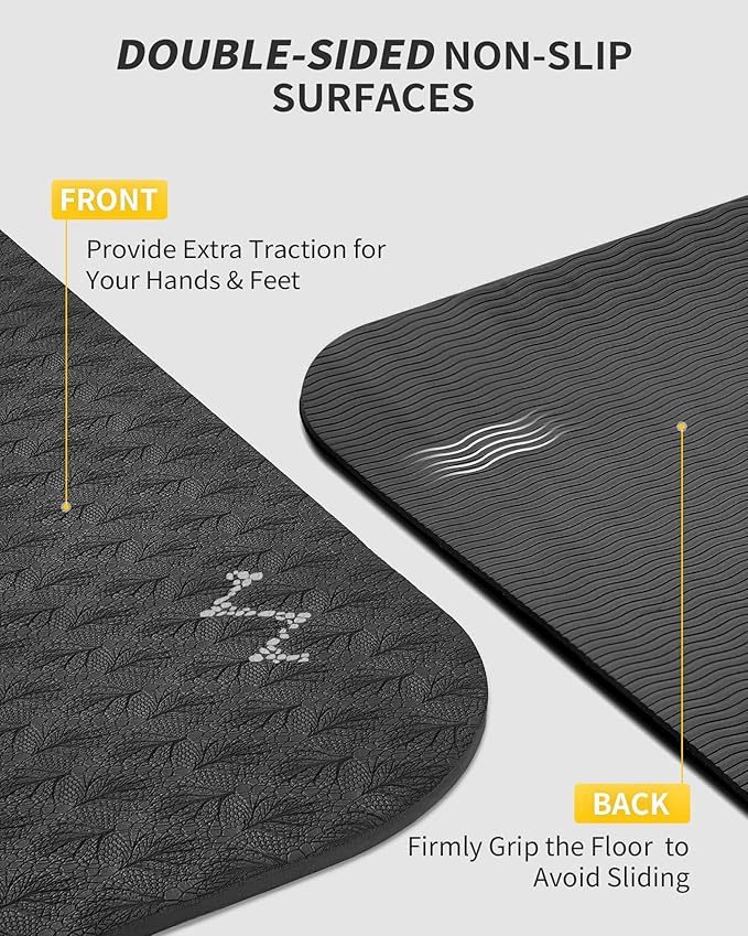 CAMBIVO Yoga Mat 72" x 48" Large Workout Mat for Home Gym Flooring | 6mm-12mm (0.24"-0.48") Extra Thick Exercise Mat for Apartment Fitness | High-Density TPE Cushioning for Joint Protection