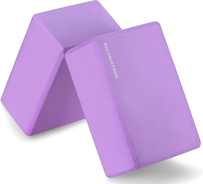 Fitvids All Purpose 1/2-Inch Extra Thick High Density Anti-Tear Exercise Yoga Mat with Carrying Strap and Yoga Blocks, Multiple Colors