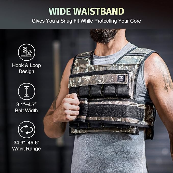 ZELUS Weighted Vest, 20lb/23lb/30lb/45lb/60lb Vest Adjustable Weights for Exercise, Weight Vest for Men, Workout Vest for Home Workouts Cardio Strength Training Weight Loss