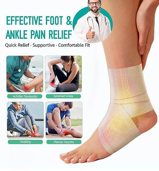 HiRui Ankle Support Brace for Men & Women, Adjustable Compression Strap for Sprains, Plantar Fasciitis, Achilles Tendonitis, Running, Workout, Sports – Fits Left & Right Foot (2, Khaki, Medium)