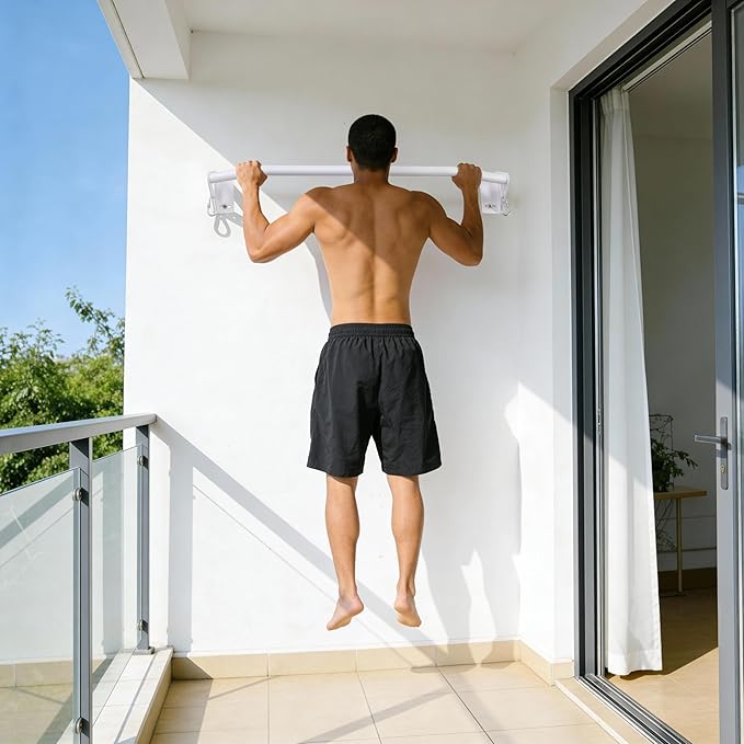 Wall Mounted Pull Up Bar Doorway, Heavy Duty Strength Training Pull-Up & Chin Up Bars for Doorframe, Support Beam or Joist Mount Thick Metal Sturdy Construction Support 500 lbs