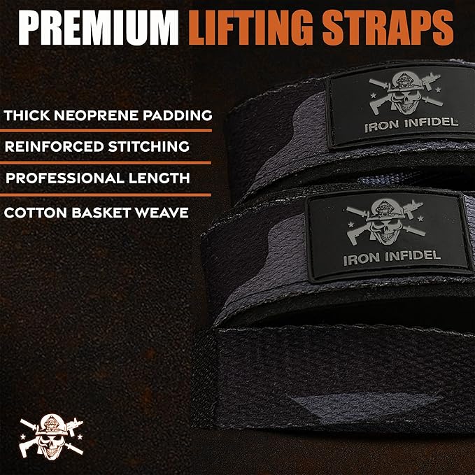 Iron Infidel Weight Lifting Straps - Wrist Straps for Weight Lifting, Deadlifting, Exercise, Crossfit, Strength Training, Olympic Lifts - Gym Straps for Grip Strength on Bar