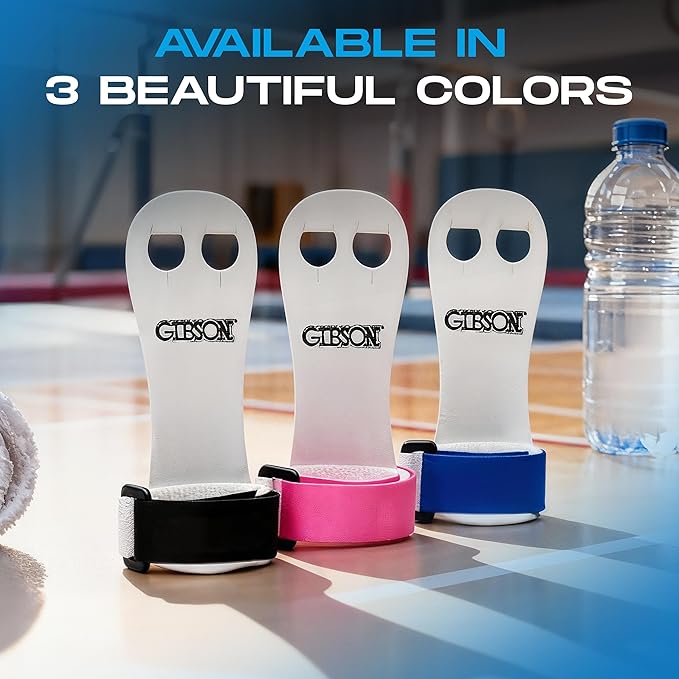 Gibson Athletic Rainbow Gymnastics Grips for Beginners, Unisex Durable Leather Grip, Hook & Loop Closure for Secure Grip & Wrist Support, Athletic Grip & Hand Protection for Young Gymnasts Made in USA