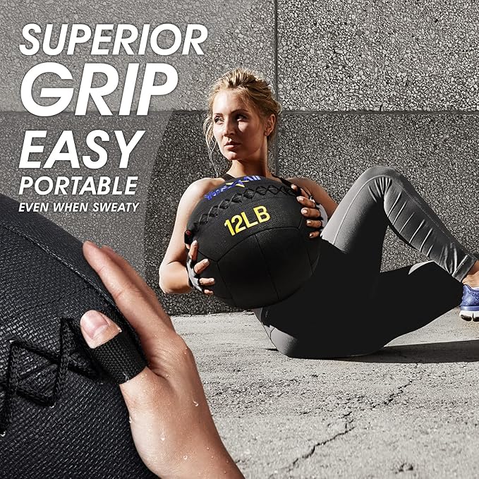 Yes4All Wall Ball, Soft Leather Weighted Iron Sand Ball for Dynamic Multifunctional Exercise, 6 LB - 30 LB