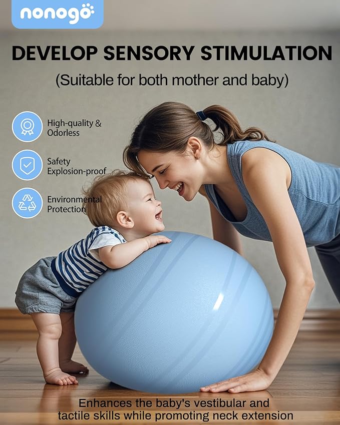 nonogo Birthing Ball for Pregnancy with Resistance Bands- Exercise Ball for Working Out, Yoga, Physical Therapy, Maternity Physio, Balance Stability Ball with Pump