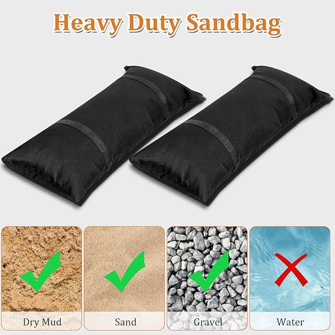 400 LBS Umbrella Base Weight Sandbags, 8 Pack Fillable Sand Bags for Weight, Weatherproof Heavy Duty Sandbags Arched Weight Bags for Outdoor Furniture Backyard Umbrella Garden Trampoline