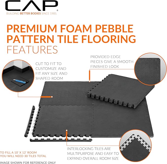 CAP Puzzle Exercise Mats | 1/2” Thick EVA Interlocking Foam Tiles for Home Gym Flooring | Multiple Options