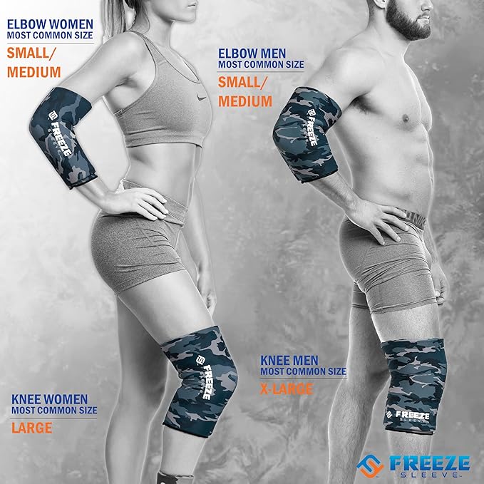 FreezeSleeve Ice & Heat Therapy Sleeve- Reusable, Flexible Gel Hot/Cold Pack, 360 Coverage for Knee, Elbow, Ankle, Wrist- Blue Camo, Large