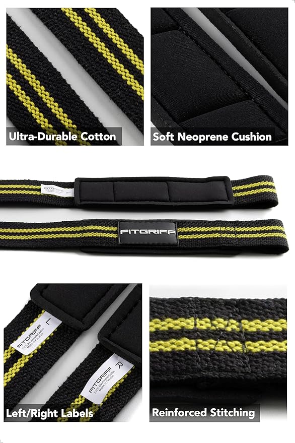 Fitgriff® Lifting Wrist Straps for Weightlifting, Gym, Deadlift, Workout (Made of Premium Cotton & Padded) - Men & Women