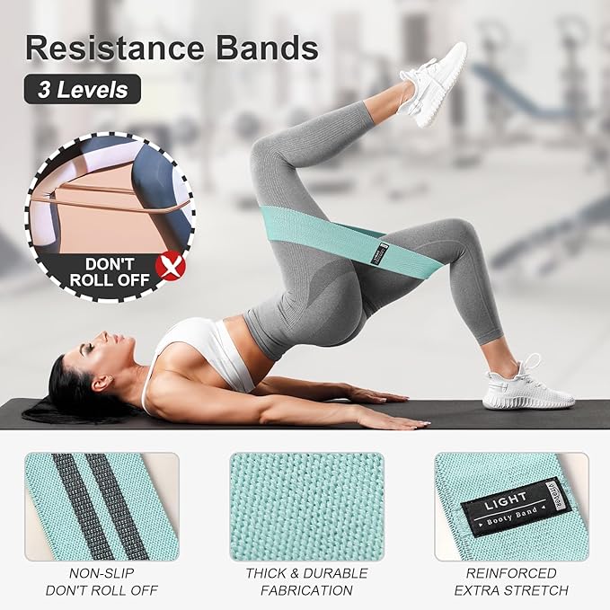 Booty Bands Set, Resistance Bands for Working Out, Exercise Bands for Women and Men Legs and Butt, Stretch Bands for Pilates, Yoga Starter Set