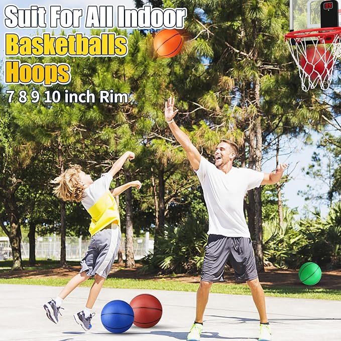 Anzmtosn Mini Basketball Toys for Over Door Indoor Hoops - 7 Inch Pool Basketballs with Pump, Beach Balls, Water Toys for Inflatables Hoops, Playground, Outdoor, Party, Lawn, Yard Arcade Game 5 Pack
