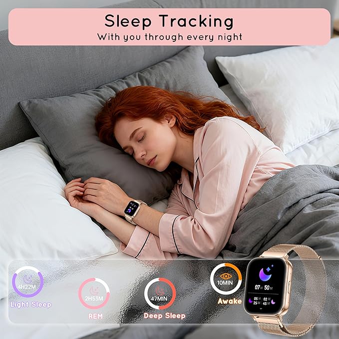 Smart Watch for Women, 30 Day+ Battery 44MM HD Smartwatch Compatible iPhone Android with Fitness Tracker/Bluetooth Calling/Heart Rate/SpO2/Sleep Monitor, 120+ Sports Modes, 3 Bands/Gift Womens