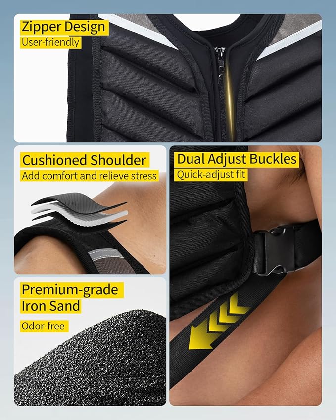 Abahub Strength Training Weight Vest with Zipper, 10lb Weighted Vest with Reflective Stripe for Workout, Strength Training, Running, Walking, Fitness, Muscle Building
