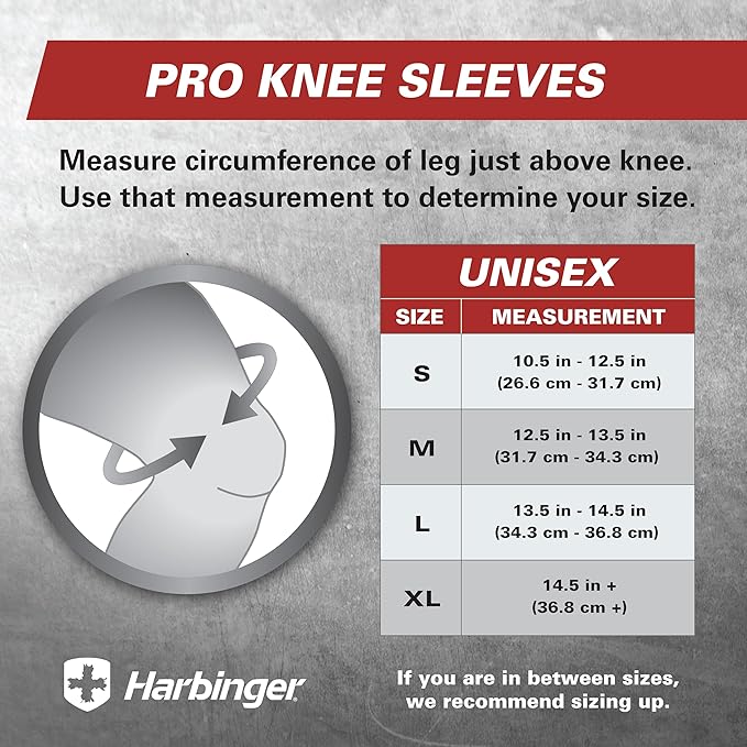 Harbinger Knee Sleeves 5mm Thick Neoprene | Compression for Weightlifting, Cross Training, Powerlifting, Squats | Support & Warmth | Pair