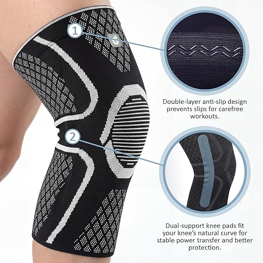 GOOGAH Knee Compression braces 2-Pack - Pain Relief Support for Arthritis, ACL & Meniscus Tears | Breathable Nylon Knee Sleeves for Men & Women | Sizes XXS-2XL