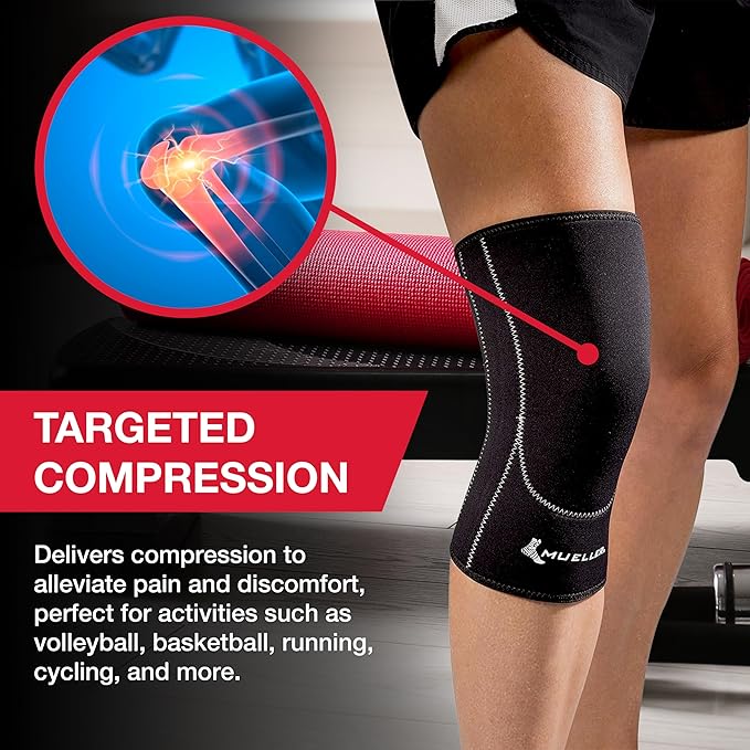 Mueller Sports Medicine Closed Patella Knee Sleeve, Knee Pain Relief Support for Men and Women, Ideal for Arthritis, Sprains, Black