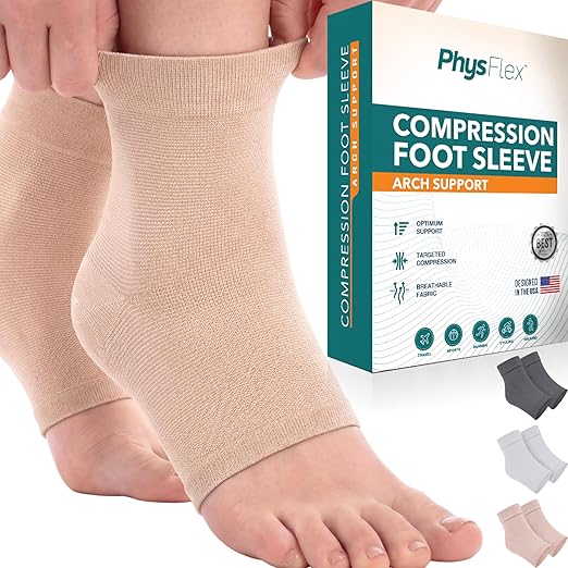 Ankle Brace for Women & Men - Compression Socks 20-30mmHg, Achilles Tendonitis, Plantar Fasciitis Relief, Sprained Ankle, Heel Spurs, Foot Swelling & Fatigue, Arch Support (1 Pair)