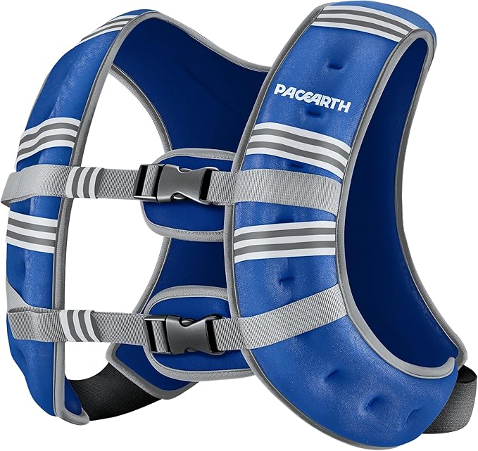 PACEARTH Weighted Vest,6lb/8lb/10lb/12lb/16lb/20lb/25lb/30lb Weight Vest with Reflective Stripe, Body Weight Vests for Women, Men, Weight Loss Workout, Strength Training, Running, Walking, Jogging