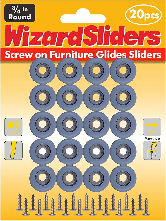20PCS 3/4" Furniture Sliders, Chair Leg Floor Protectors for Carpeted & Hardwood Floors, Furniture Pads Protectors for Wooden Furniture Feet Legs, Table Sofa Cabinet