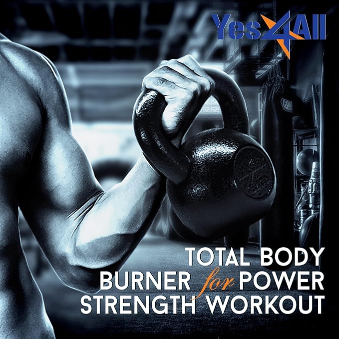 Yes4All Cast Iron Kettlebell, Strength Training Kettlebells 5-80 Lb (5,10,15,20,25,30,35,40,45,50,60,70,80 Lb) for Full Body Workout, Push up, Strength Training - Single & Kettlebell Set of 2 for Men