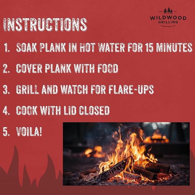 Wildwood Grilling Signature 5” x 11” Cedar Grilling Planks (12-Pack) - USA-Made & Sourced - Adds Delicate, Earthy Flavor to Food - 100% Natural Product for Salmon, Seafood, Veggies & Fruit