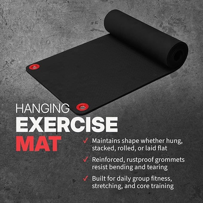 SPRI Hanging Exercise Mat, Fitness & Yoga Mat for Group Fitness Classes, Commercial Grade Quality with Reinforced Holes