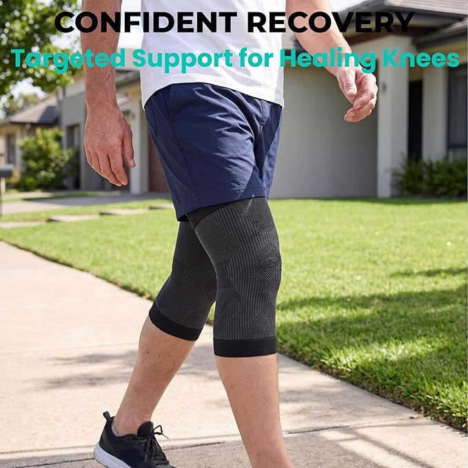 KEKING Orthopedic Brace for Tendinitis, Arthritis, ACL, MCL, Injury Recovery, Meniscus Tear, Knee Pain, Aching Knees, Patellar Tendonitis and Arthritis, Knee Compression Sleeves 2 Pack, Black XXL