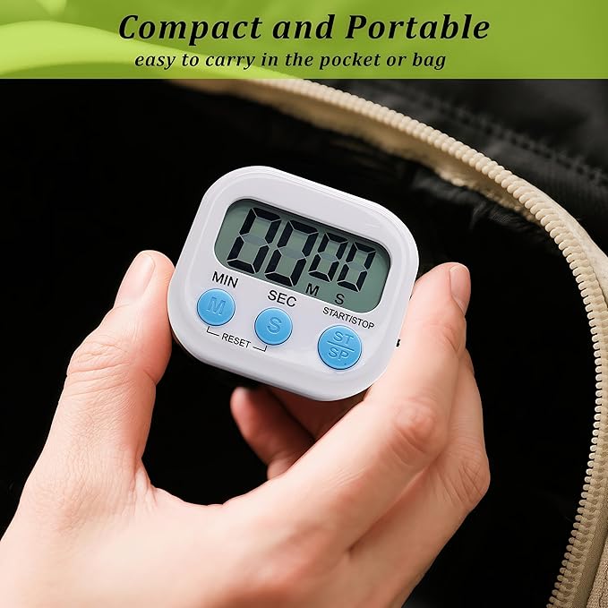 12 Pack Multi-Function Electronic Timer - Kitchen Timer,Magnetic Digital Timers,Big LCD Display, ON/Off Switch,Extensively Use in Cooking,Gym, Meeting, Classroom,Kitchen,Study,Work,Outdoor Activities
