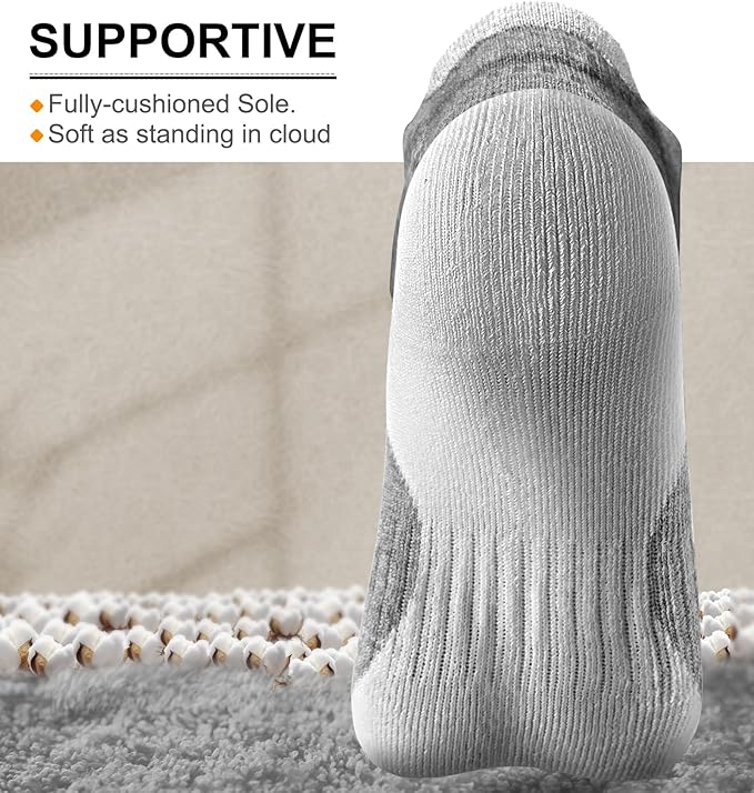 BULLIANT Men Running Socks,Active Ankle Socks No Show For Men With Cushioned Footbed Arch Support Breathable Wicking