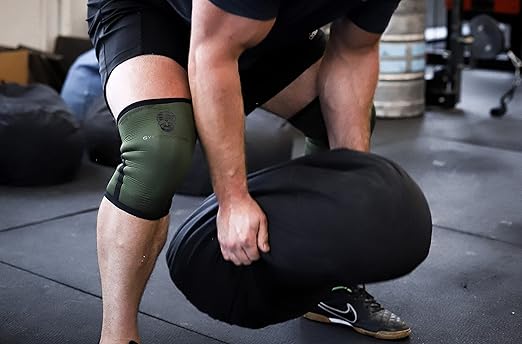 Gymreapers Knee Sleeves (Pair w/Bag) - Knee Compression Sleeve Support for Squats, Weightlifting, and Powerlifting 7MM Neoprene Sleeves - 1 Year Warranty (Military Green/Black, XX-Large)