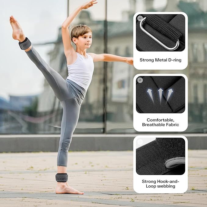 Sportneer Ankle Weights 0.5/1/2/3/5 LBS 1 Pair Wrist Leg Arm Weights for Women Men Kids Child with Adjustable Straps, Strength Weighted for Jogging Running Walking Fitness Gym Workout