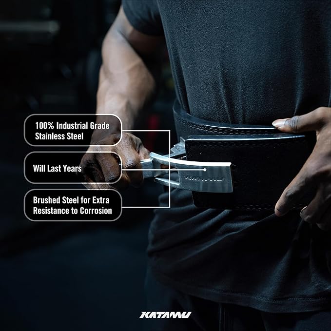 Katamu Premium 13mm Leather Weightlifting Belt - For Powerlifting, Weightlifting and Squat Lifting - Katamu Lever Belts